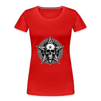 Skull with pentagram as line drawing - Women's Premium Organic T-Shirt -  - Front - Mia (176cm)