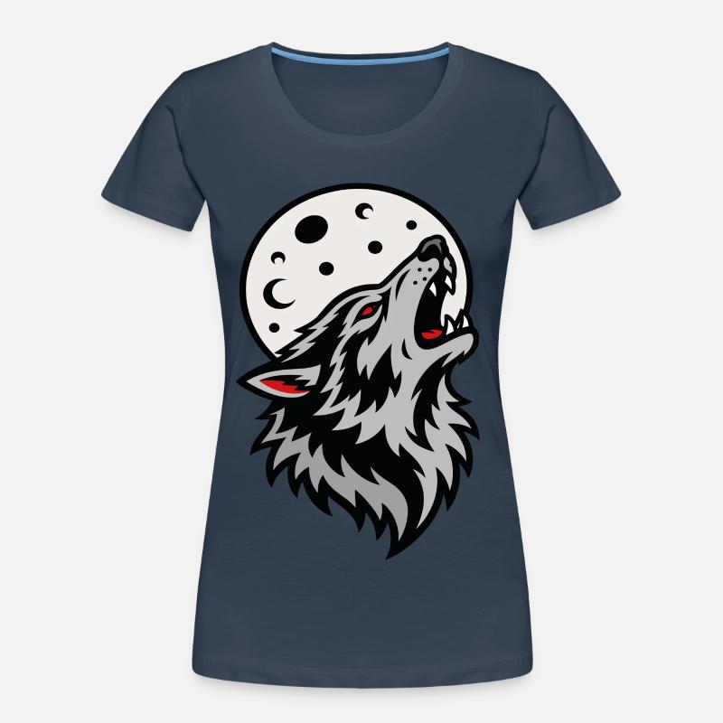 Wolf howling under the mystical full moon Women's Premium Organic T-Shirt