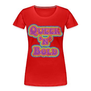 Queer ’n’ Bold Rainbow Vintage - Frauen Premium Bio T-Shirt -  - Vorne - Mia (176cm)