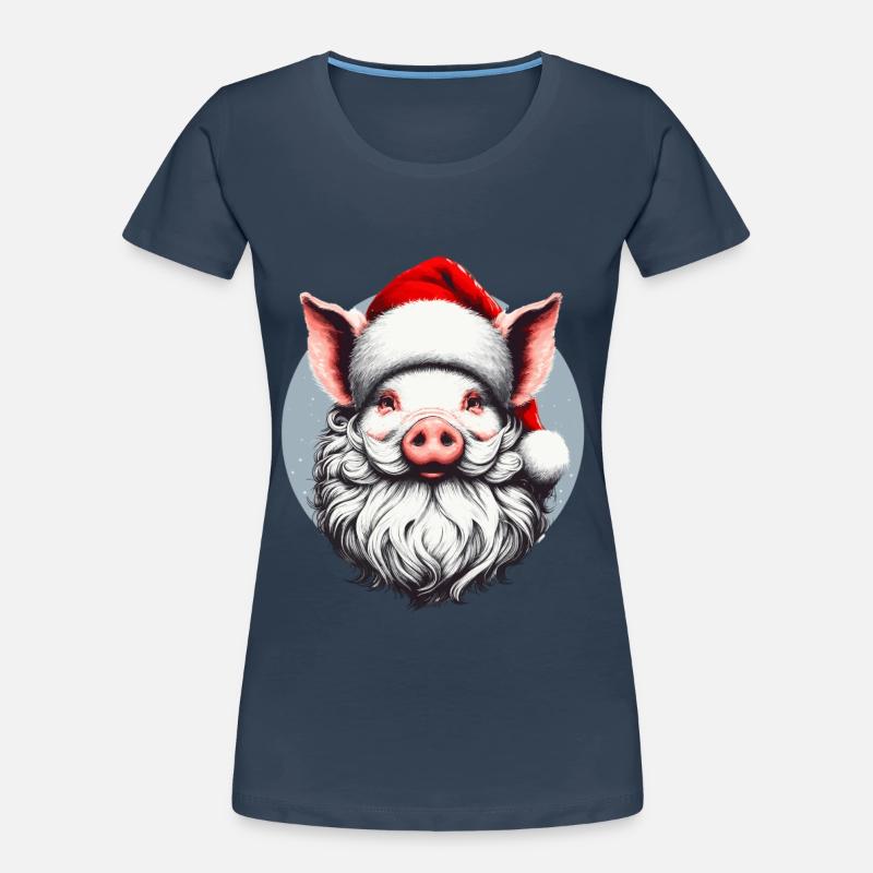 Conception de pull de Noël : Cochon comme Père Noël - Noël T-shirt bio Premium Femme