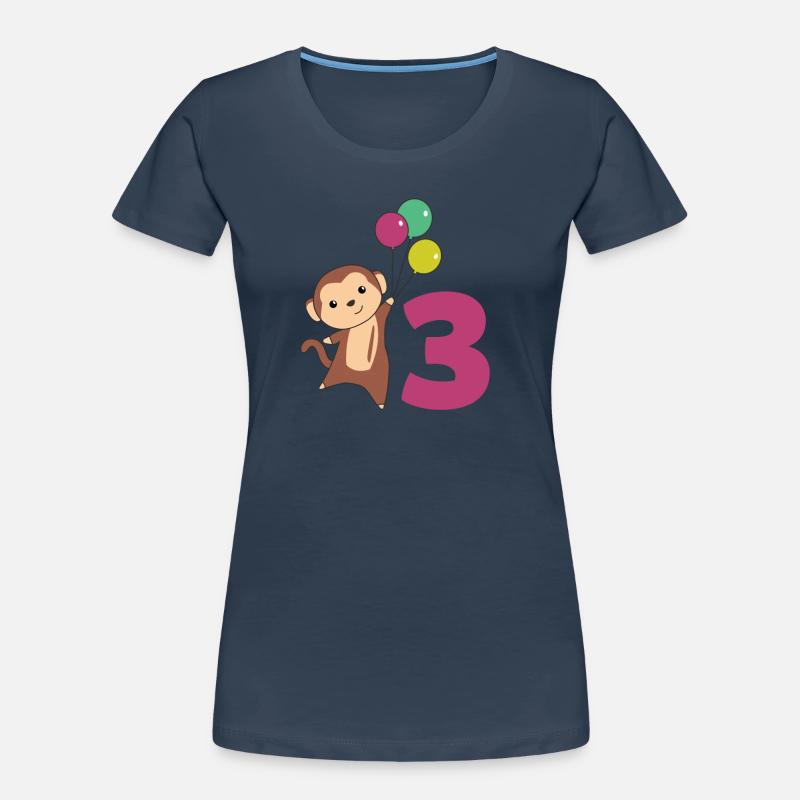 Affe dritter Geburtstag Luftballons Affen Kinder Frauen Premium Bio T-Shirt