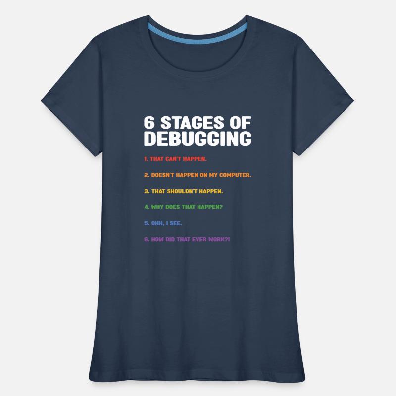 6 Stages Of Debugging Coder Programmer Software De Frauen Premium Bio T-Shirt