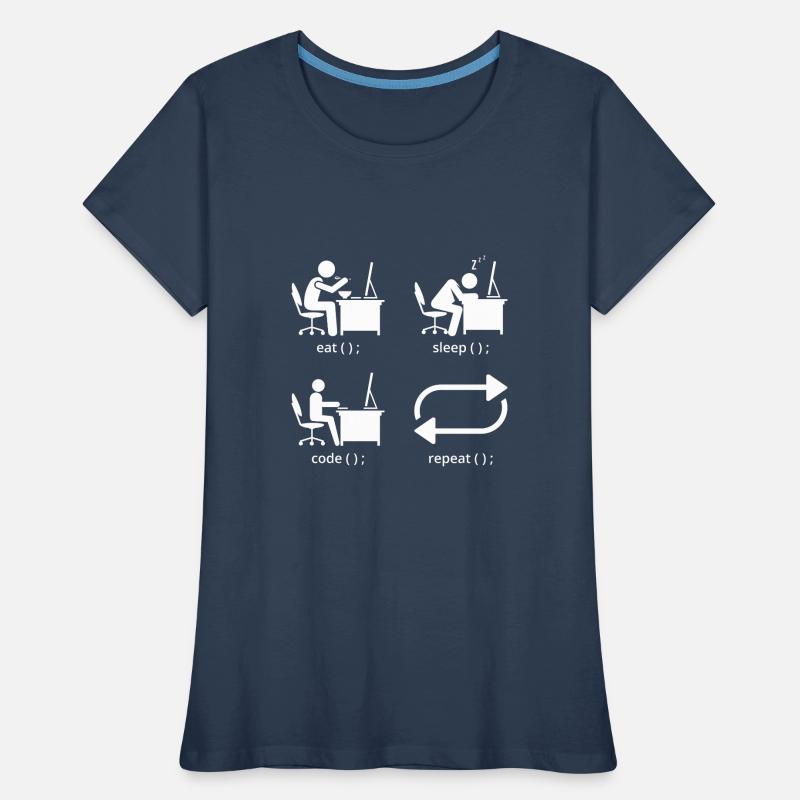 Eat Sleep Code Repeat Coder Programmer Software De Frauen Premium Bio T-Shirt