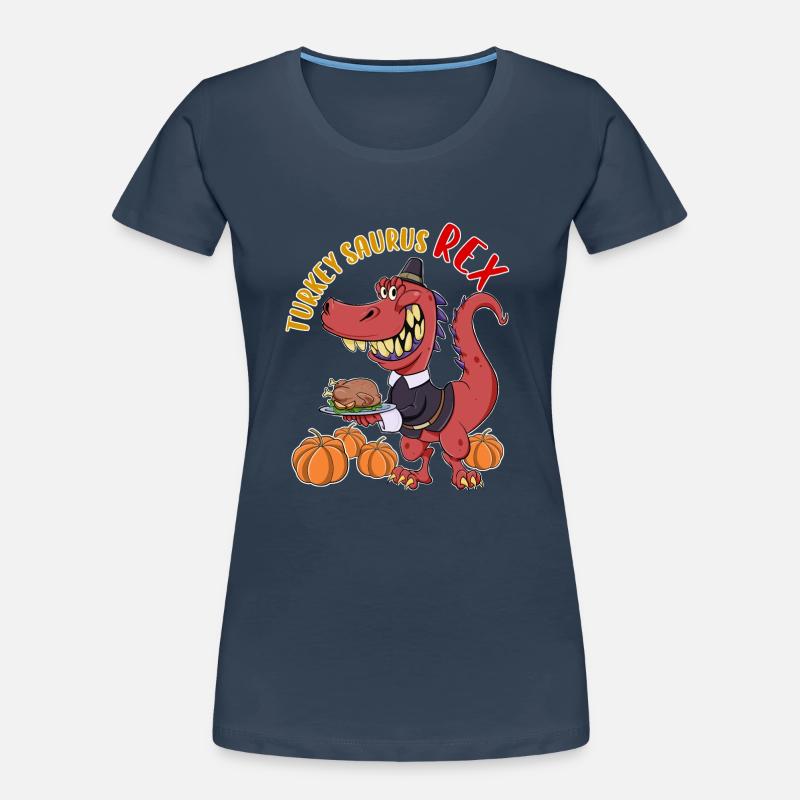 Turkey Saurus Rex I TRex Pilgrim Hat I Dinosaur Frauen Premium Bio T-Shirt