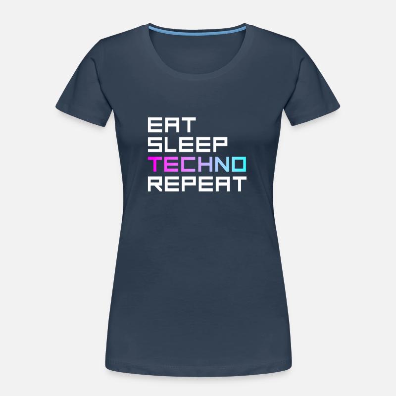 eat sleep techno repeat Frauen Premium Bio T-Shirt
