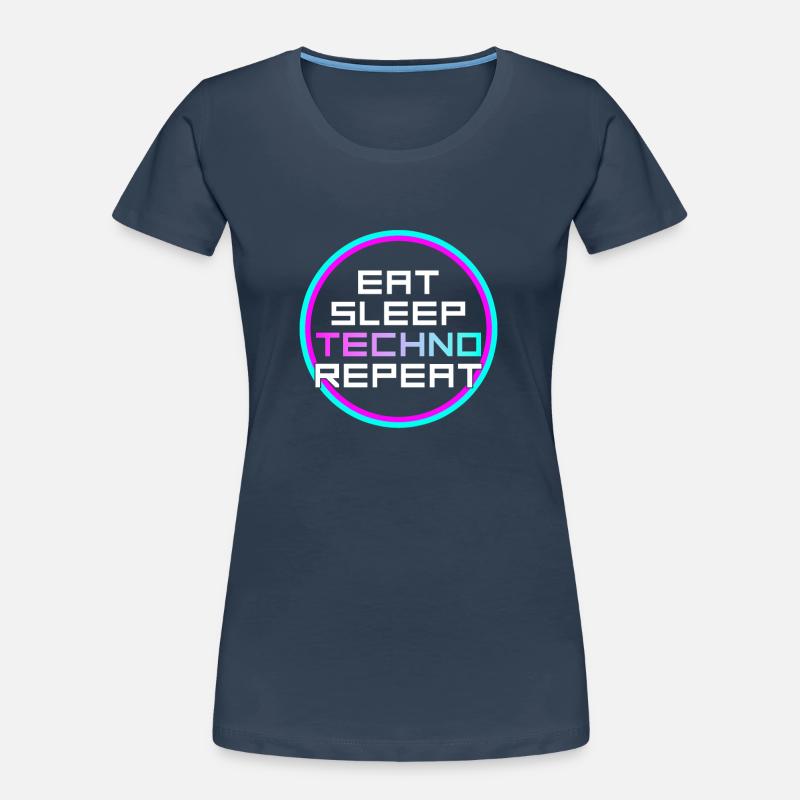eat sleep techno repeat Frauen Premium Bio T-Shirt