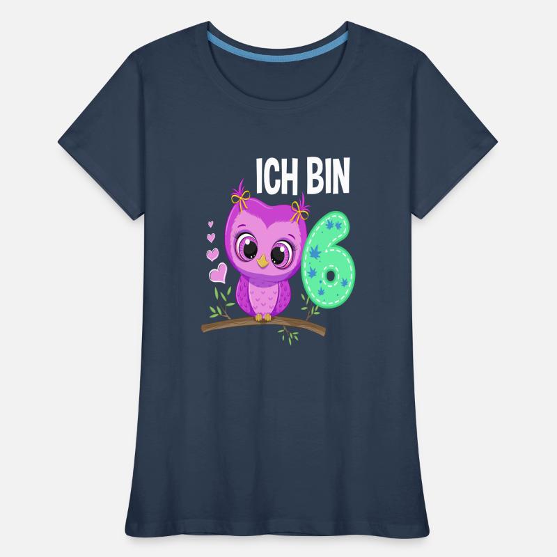 Ich Bin 6 Eule 6. Geburtstag Eulen Mädchen Frauen Premium Bio T-Shirt