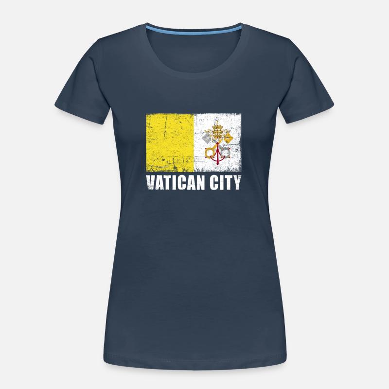Drapeau de la Cité du Vatican Grunge Drapeau de la Cité du Vatican T-shirt bio Premium Femme