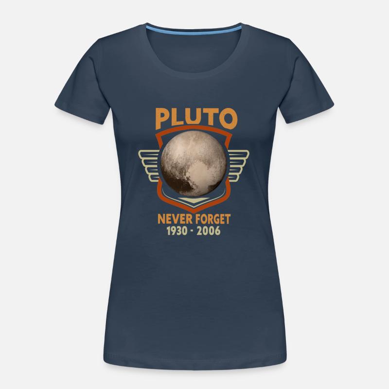 Never Forget Pluto Design Retro Style Funny Space Frauen Premium Bio T-Shirt