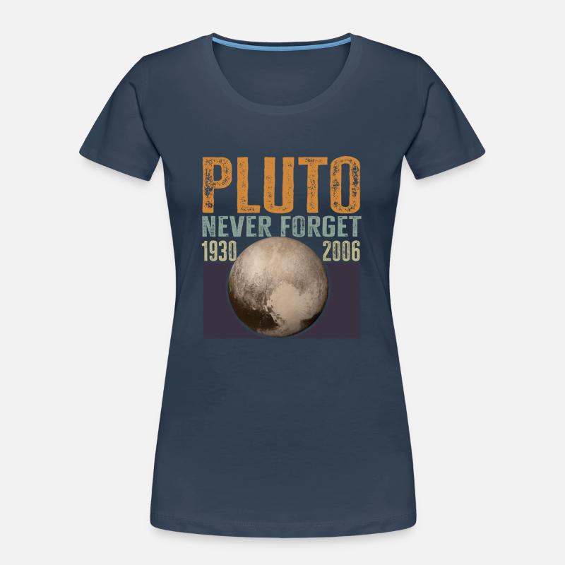 Never Forget Pluto Design Retro Style Funny Space Frauen Premium Bio T-Shirt