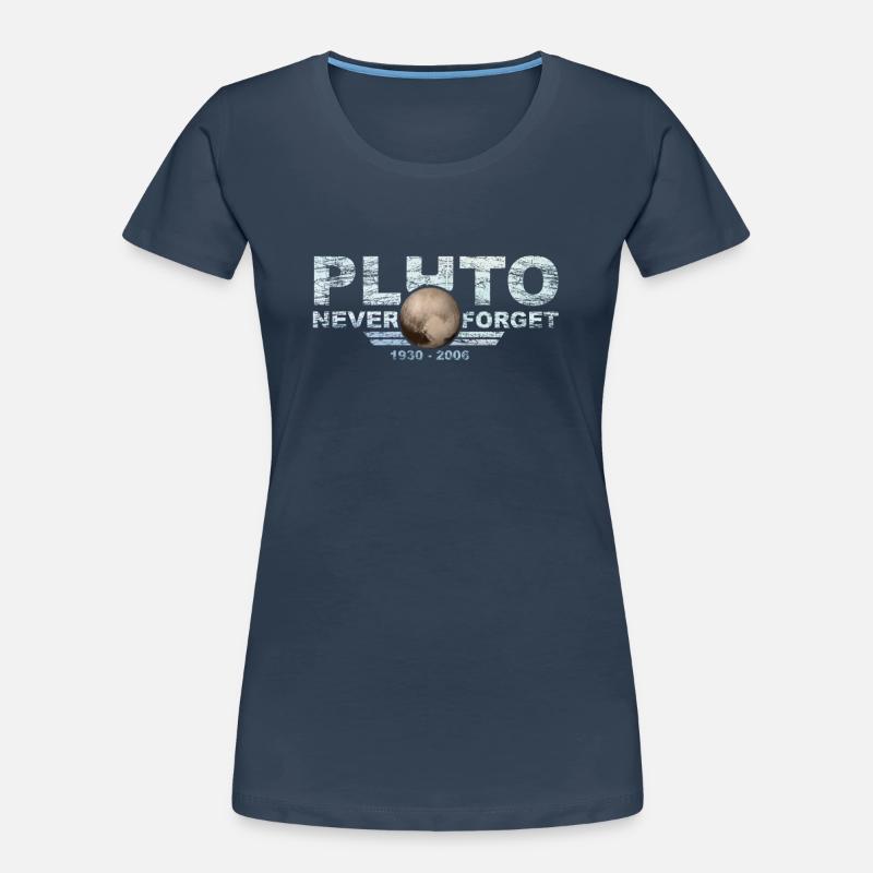 Never Forget Pluto Design Retro Style Funny Space Frauen Premium Bio T-Shirt