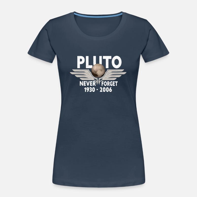 Never Forget Pluto Design Retro Style Funny Space Frauen Premium Bio T-Shirt
