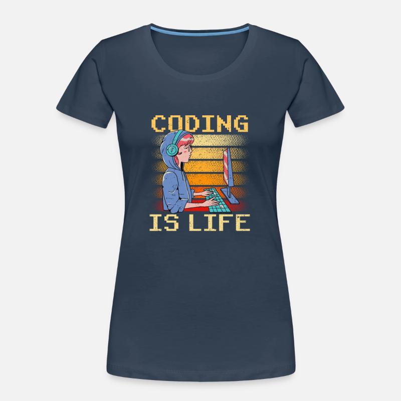 Coding Ist Leben Coder Code Programmierer Frauen Premium Bio T-Shirt