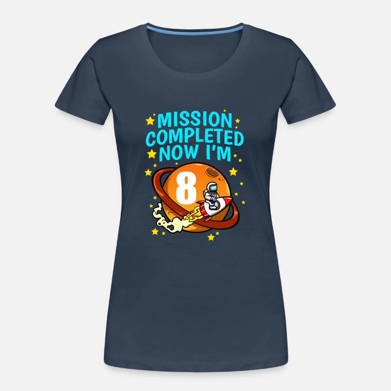 Space 8th Birthday Astronaut Planets Rocket Ship Women's Premium Organic T-Shirt