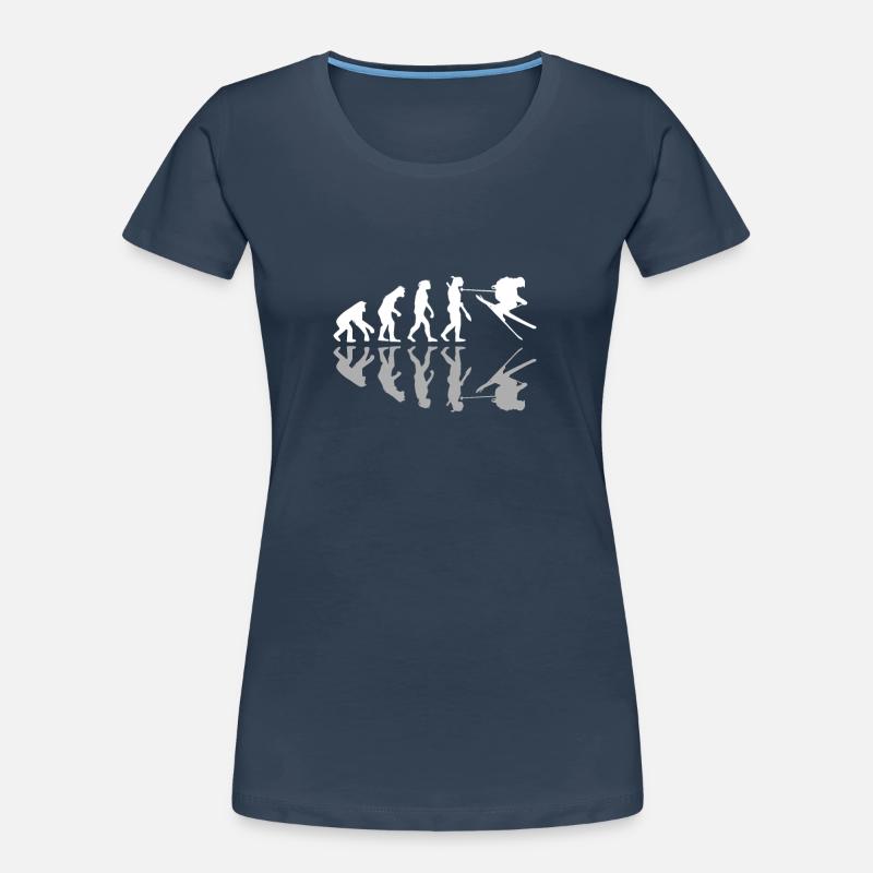 Human Evolution Skiing Ski Snowboard Winter Frauen Premium Bio T-Shirt