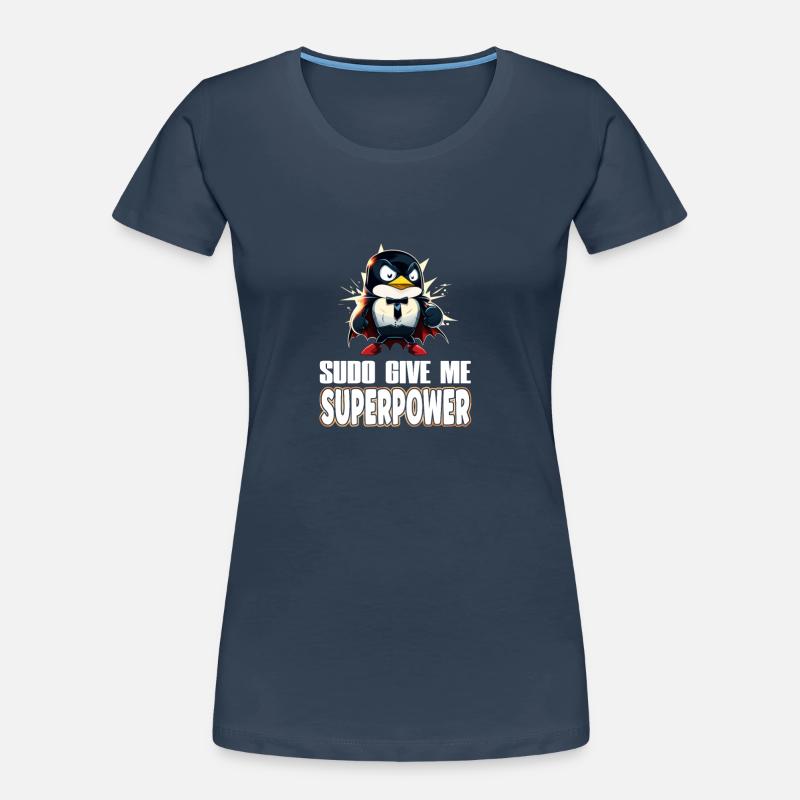 Linux Sudo Superpower Tux Superhero Penguin Frauen Premium Bio T-Shirt