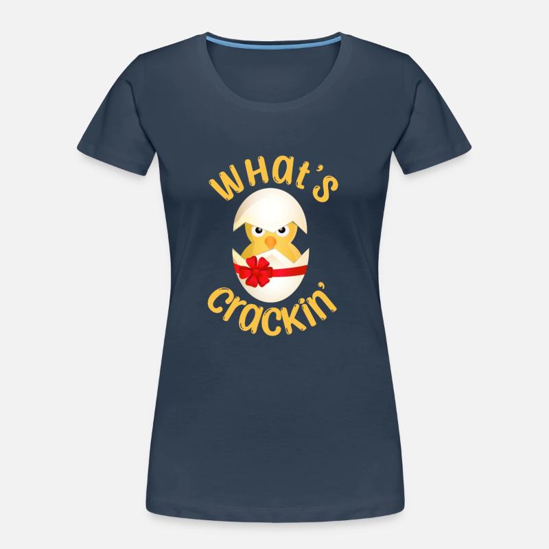 Qu’est-ce que Crackin' Hatching Chick Easter T-shirt bio Premium Femme