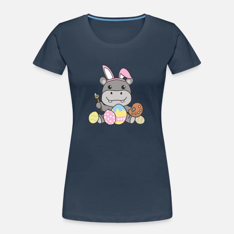 happy easter sweet hippo Easter with Easter eggs Women's Premium Organic T-Shirt