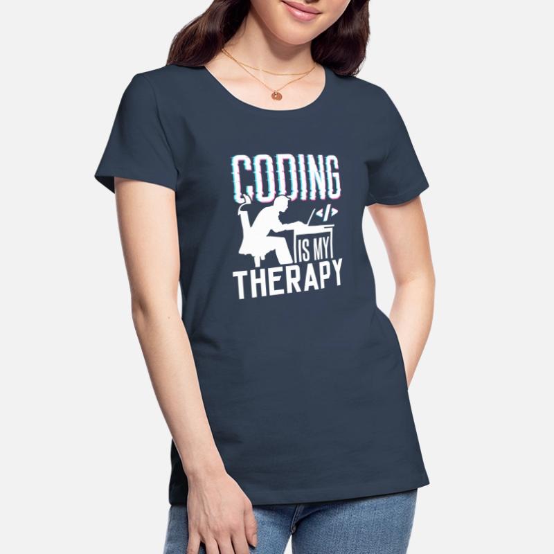 La programmation est ma thérapie Code Coder Coding T-shirt bio Premium Femme