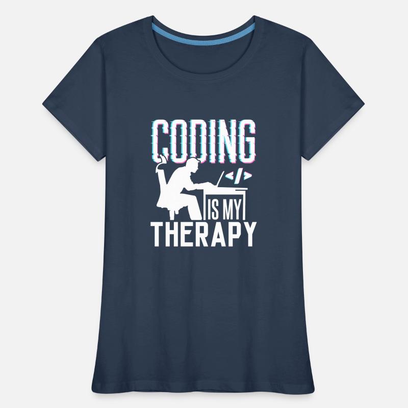 La programmation est ma thérapie Code Coder Coding T-shirt bio Premium Femme