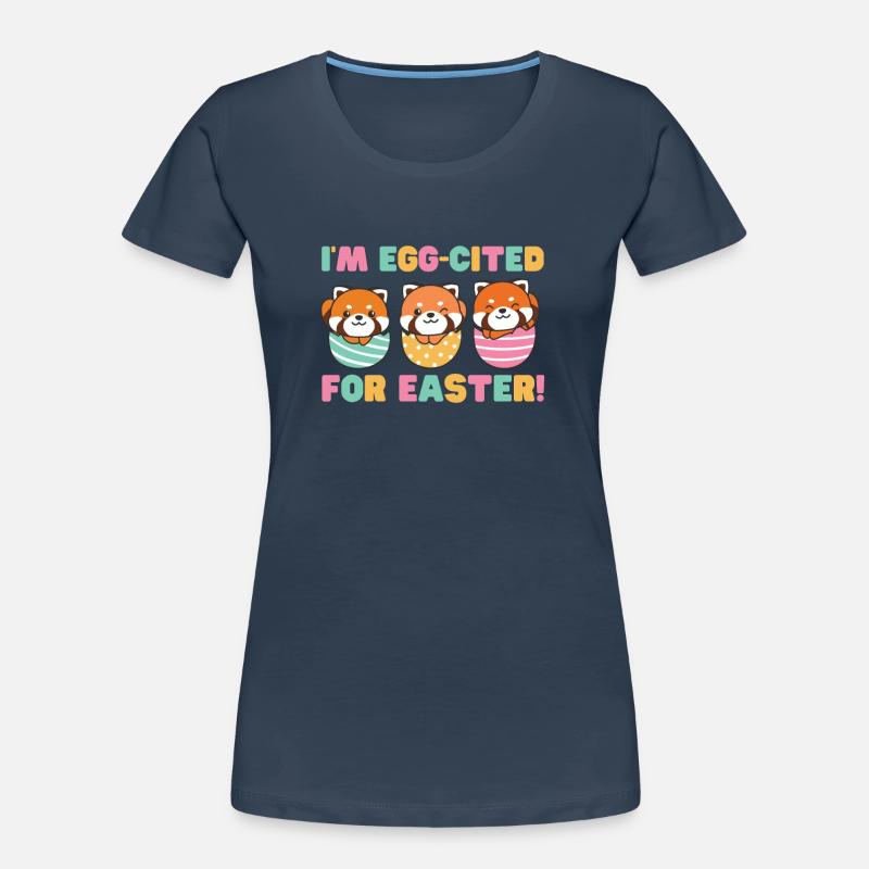 cute red pandas at Easter with Easter eggs red Women's Premium Organic T-Shirt