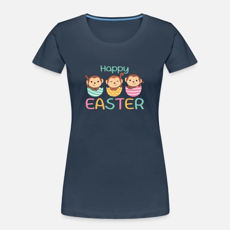 cute monkeys at Easter with Easter eggs monkey Women's Premium Organic T-Shirt