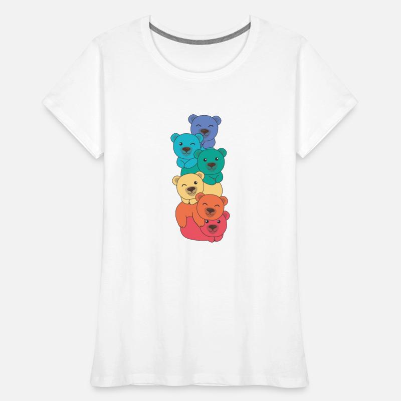 Rainbow Flag Pride LGBTQ Mignon Bear Stack T-shirt bio Premium Femme