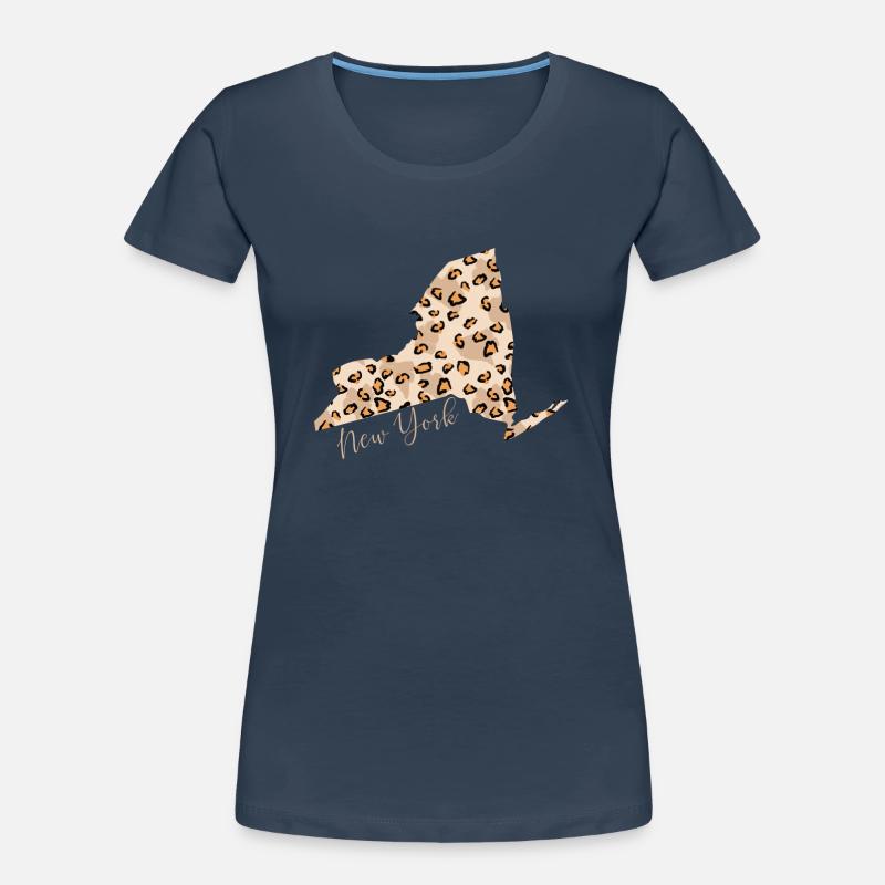 Leopard print map New York State Women's Premium Organic T-Shirt
