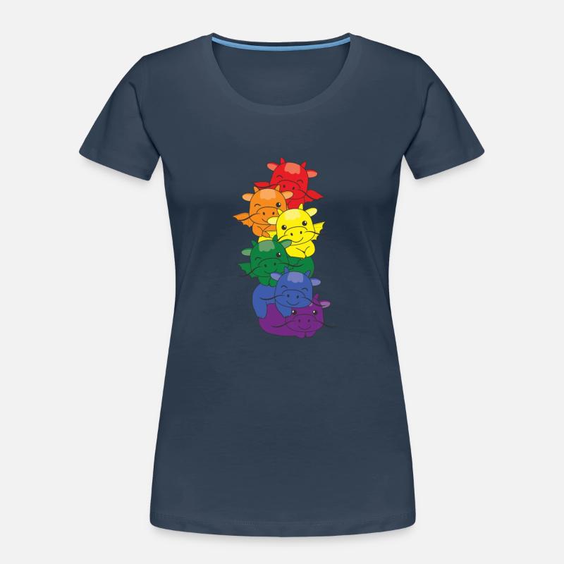 Rainbow Flag Pride LGBTQ Cute Dragon Stack Women's Premium Organic T-Shirt