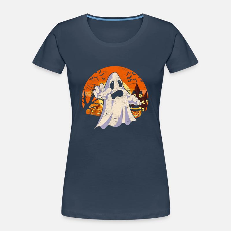Full Moon Ghost Halloween Gift Ghost Women's Premium Organic T-Shirt