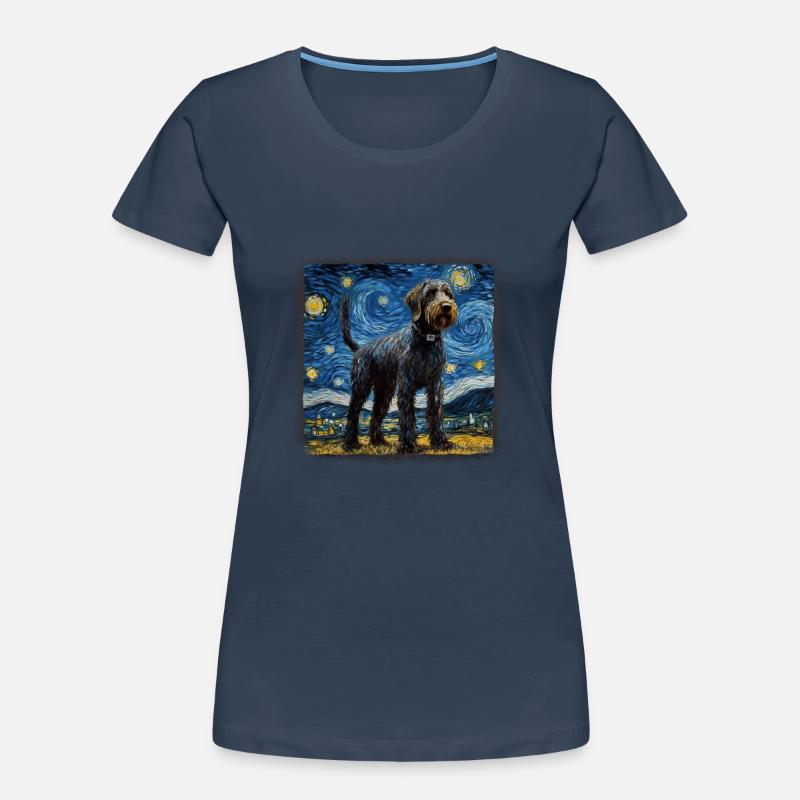 German Wirehaired Pointer Van gogh starry night Frauen Premium Bio T-Shirt