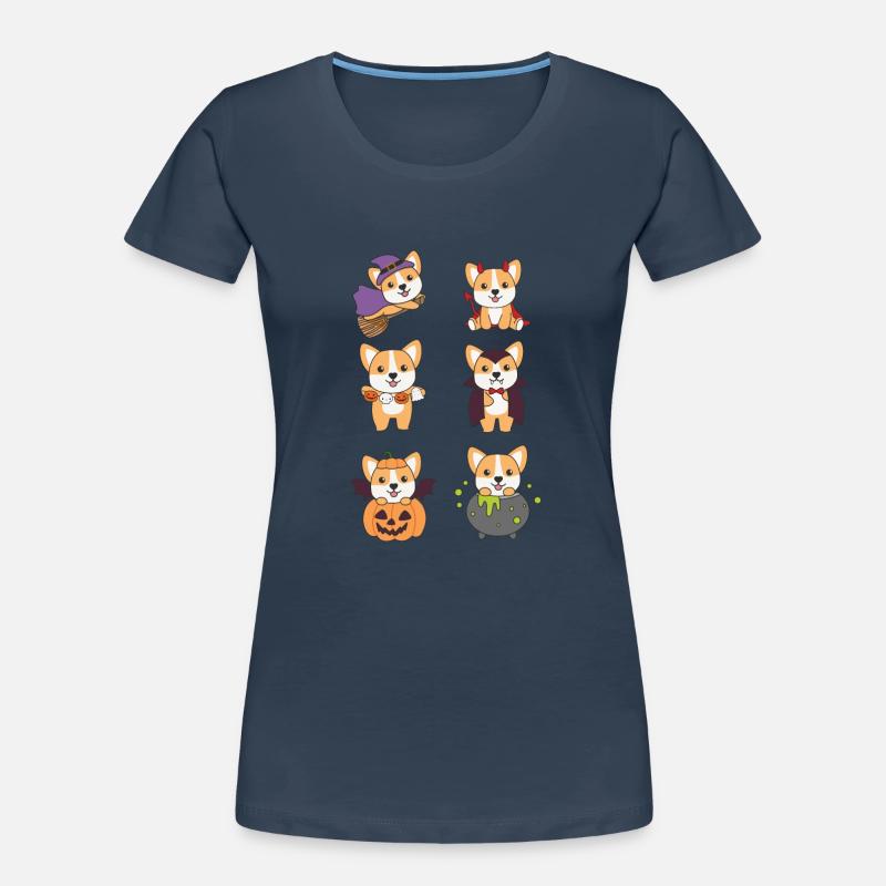 Corgi Halloween Devil Pumpkin Vampire Costume T-shirt bio Premium Femme
