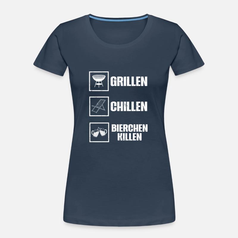 Grillen Chillen Bierchen Killen Bier BBQ Grill Frauen Premium Bio T-Shirt