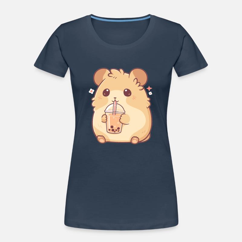 Kawaii Hamster Drinks Boba Bubble Tea Chibi Women's Premium Organic T-Shirt