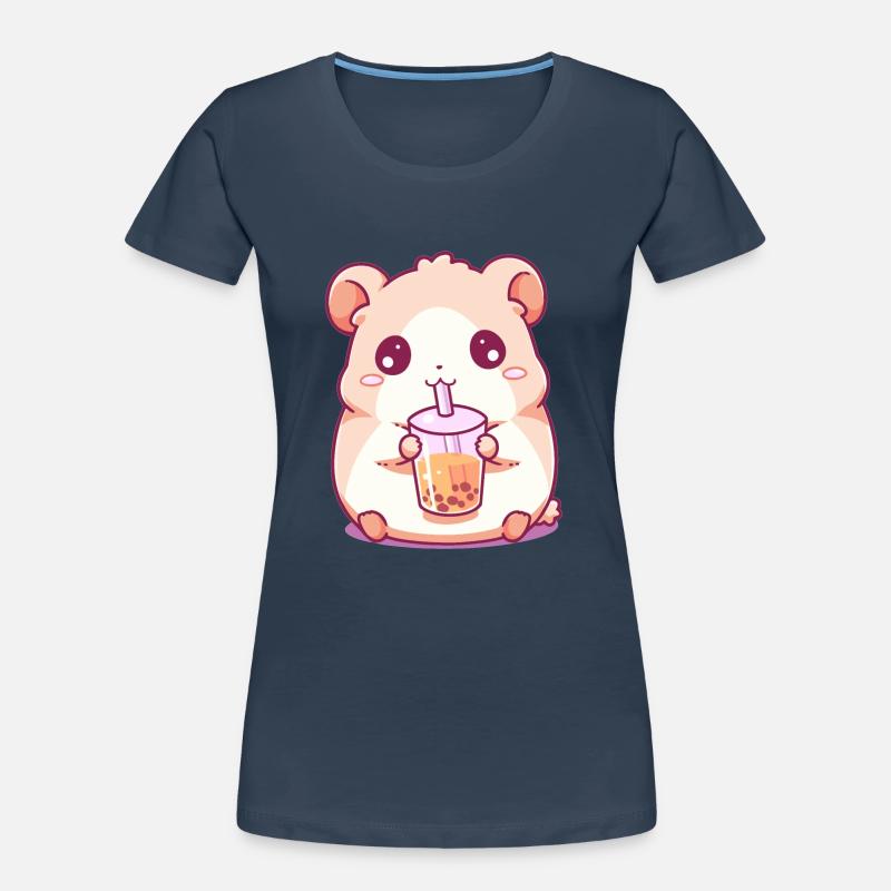 Kawaii Hamster Drinks Boba Bubble Tea Chibi Women's Premium Organic T-Shirt