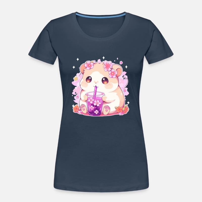 Kawaii Hamster Drinks Boba Bubble Tea Chibi Women's Premium Organic T-Shirt
