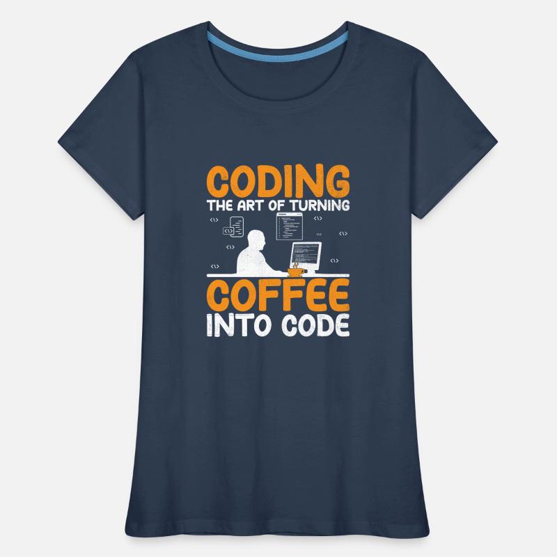 Kaffee-Codierung Programmierer Programmierer Entwickler Nerd Coff Frauen Premium Bio T-Shirt