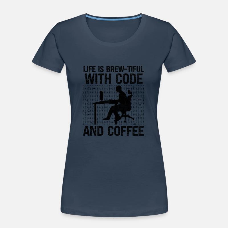 Café Codage Programmeur Codeur Développeur Nerd Coff T-shirt bio Premium Femme