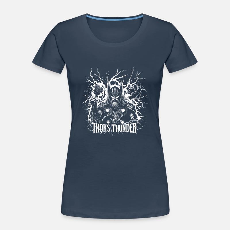 Thors Thunder Wikinger Blitz Donner Hammer Frauen Premium Bio T-Shirt