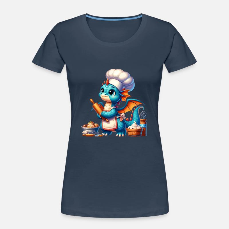 Drachen-Bäcker, Drachen-Konditor, backender Drache Frauen Premium Bio T-Shirt