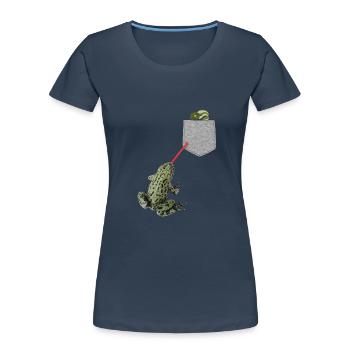 Froschzunge, die nach Kaulquappe in Ihrer Tasche greift - Frauen Premium Bio T-Shirt -  - Vorne - Mia (176cm)