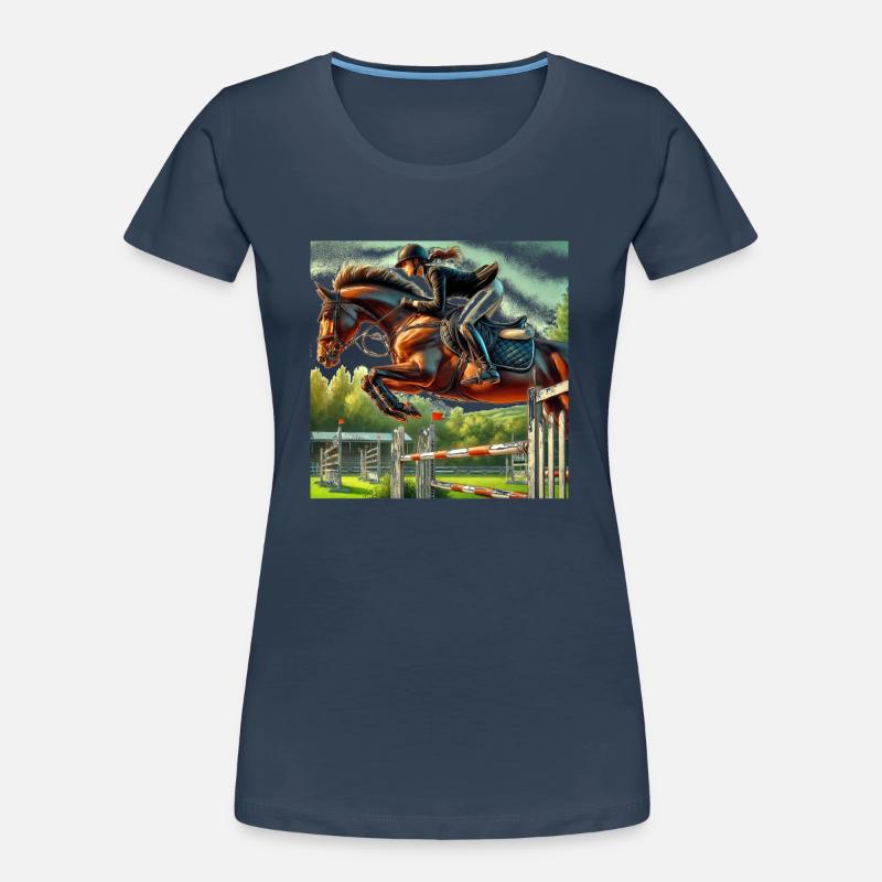 Cavalier de saut d’obstacles T-shirt bio Premium Femme