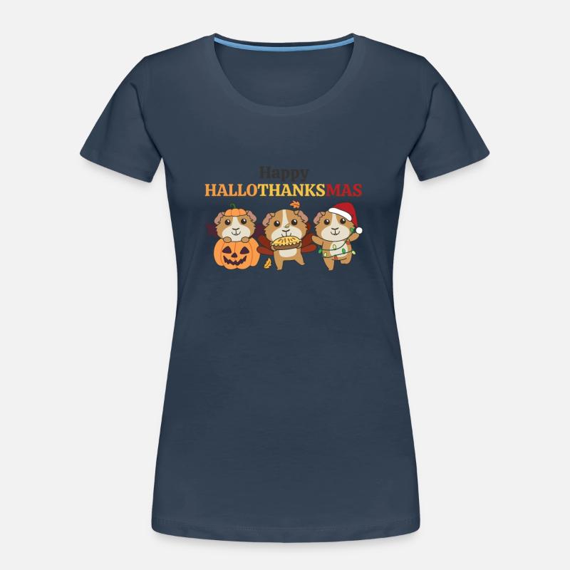 Joyeux Noël Hallothanksmas Cochon d’Inde T-shirt bio Premium Femme