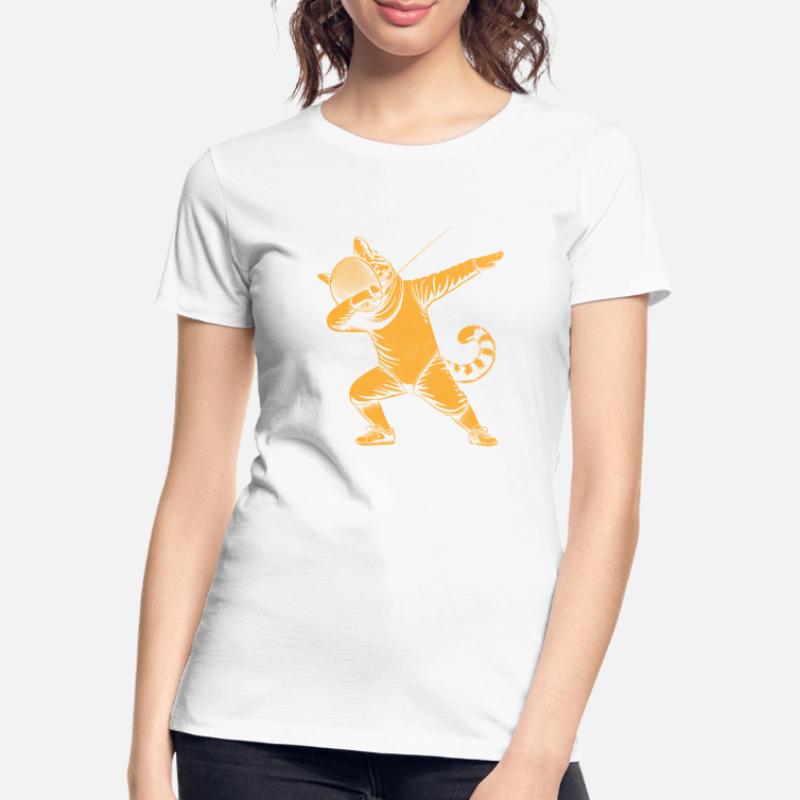 Doublage Chat Escrimeur Clôture Épée Épée Escrime T-shirt bio Premium Femme