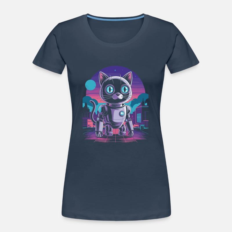 Funny Robot Engineer Design With Robot Cat Women's Premium Organic T-Shirt