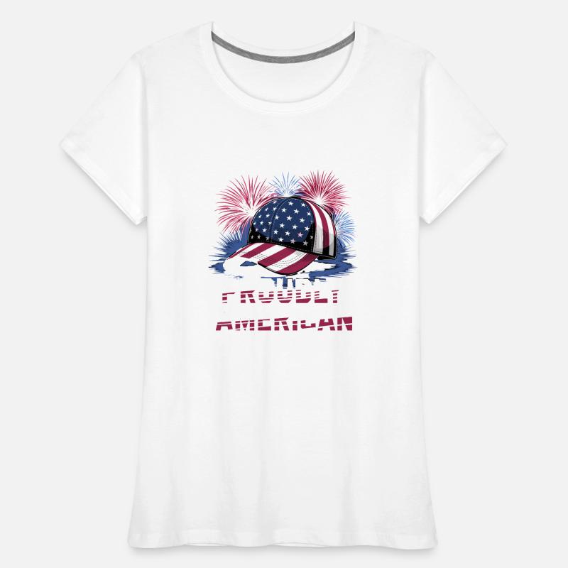 Proudly American Cap with Fireworks Women's Premium Organic T-Shirt