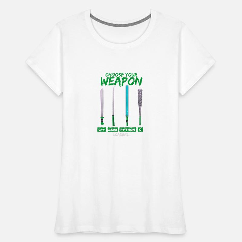 Cool Programmer Shirt Choisissez votre arme C ++ Java T-shirt bio Premium Femme