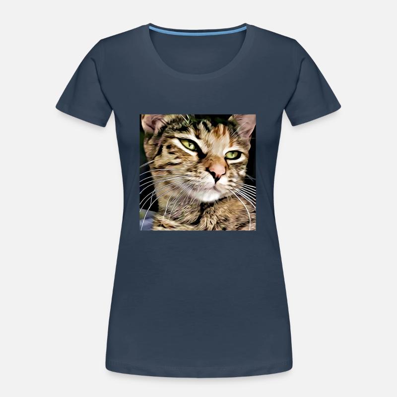 Portrait de chat tabby T-shirt bio Premium Femme