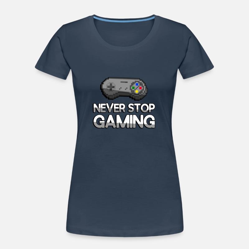 NEVER STOP GAMING + SNES Controller - Gaming Women's Premium Organic T-Shirt