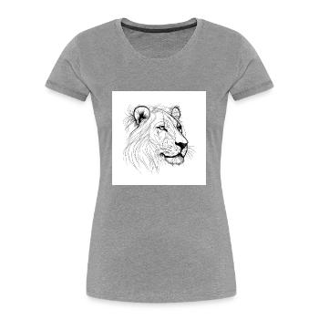 Löwin - Frauen Premium Bio T-Shirt - Navy - Vorne - Mia (176cm)
